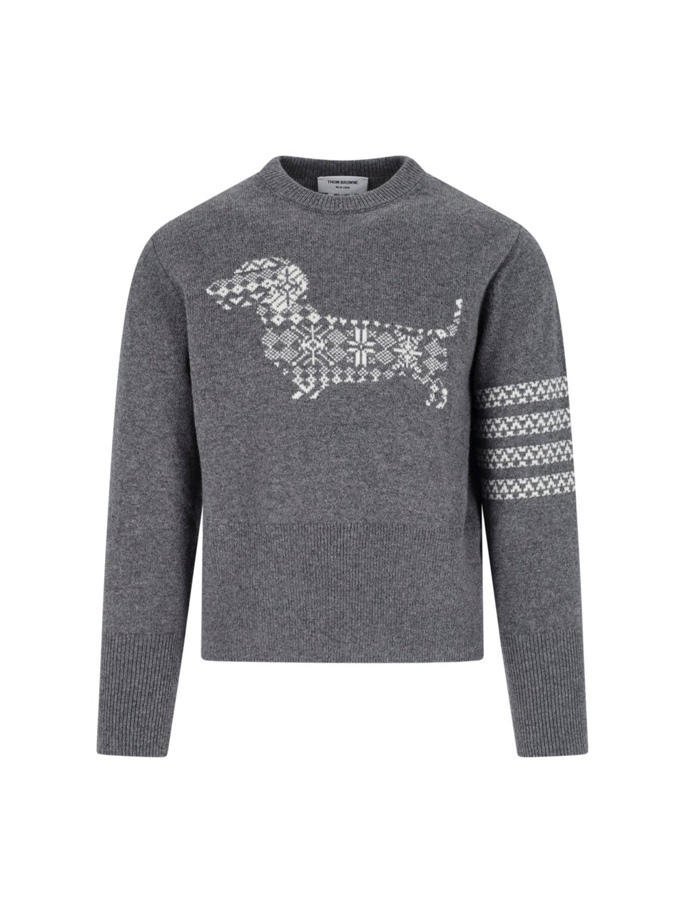 Thom Browne Hector Grey Wool Sweater Grijs