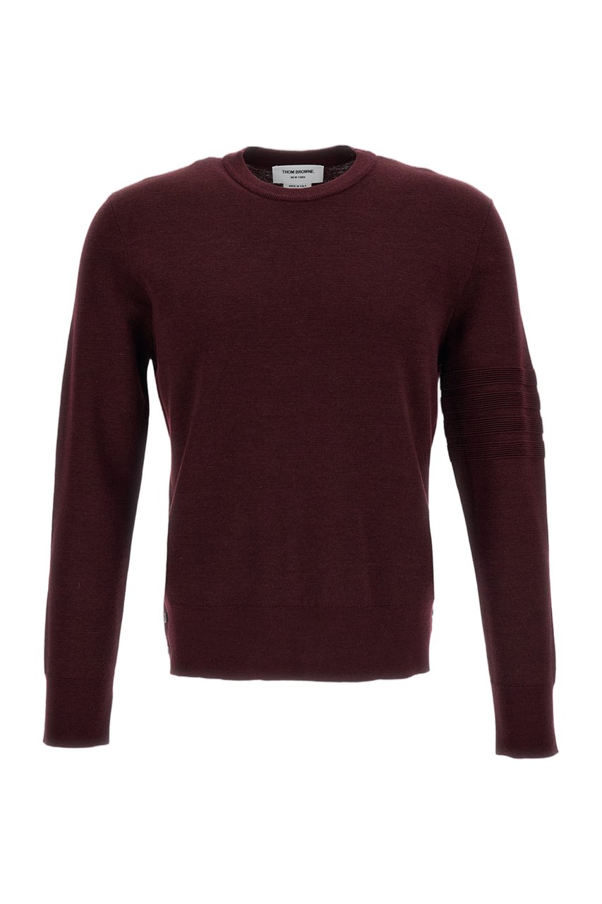 Thom Browne Dark Red 4-Bar Wool-Blend Sweater Maroon