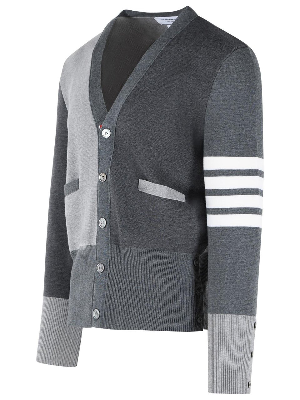 Thom Browne 'Fun Mix' Grey Merino Wool Cardigan Grijs