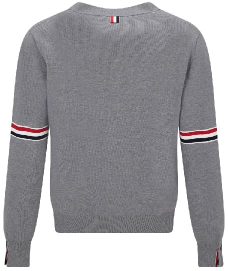 Thom Browne Thom Browne MILANO STITCH V NECK CARDIGAN WITH RWB STRIPE IN COTTON Divers