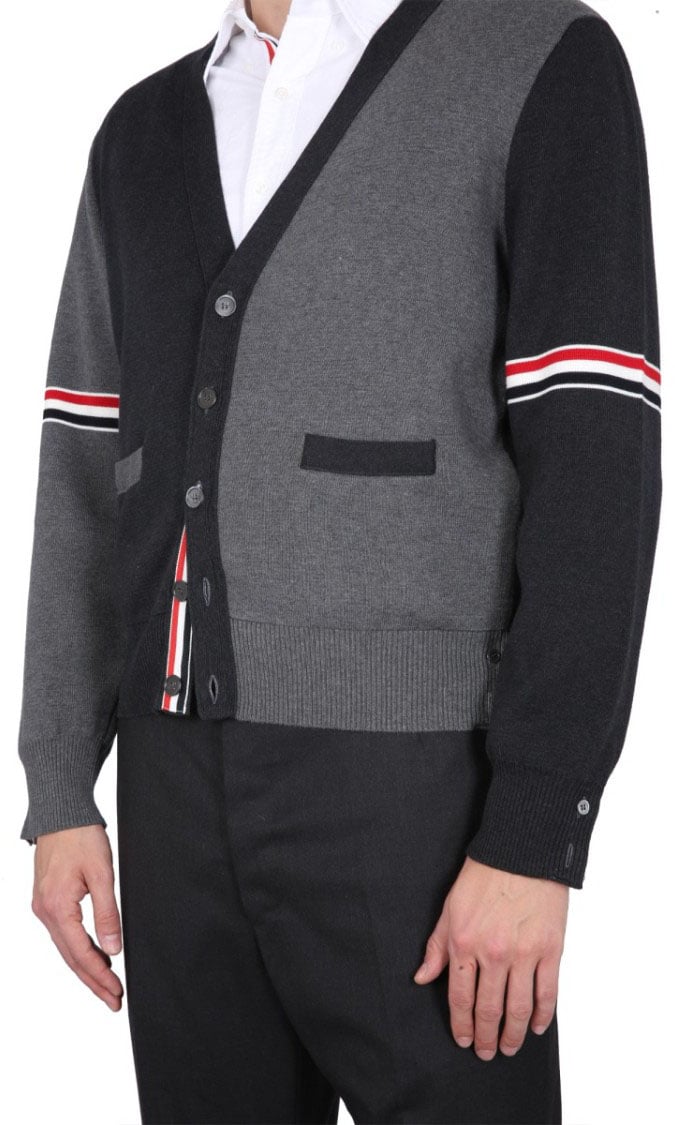 Thom Browne V-Neck Cardigan Grijs