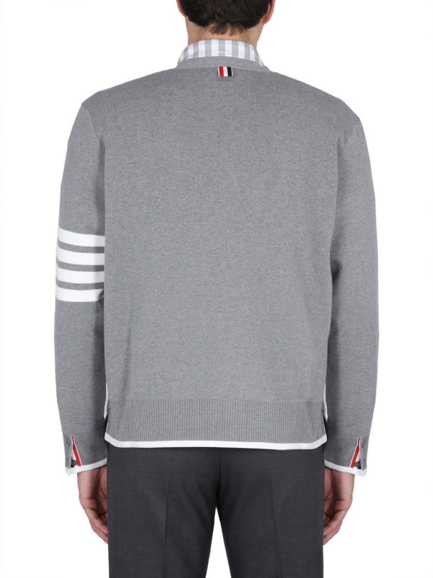Thom Browne 4Bar Stripe Cardigan Grijs