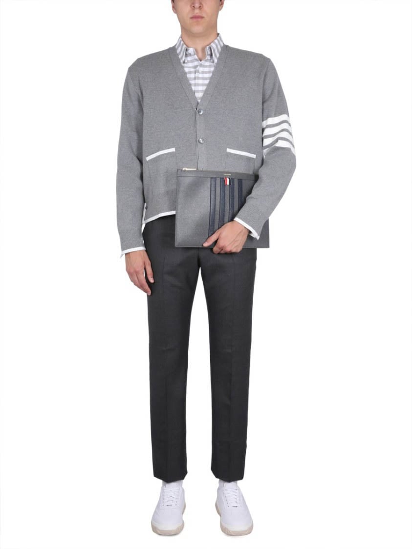 Thom Browne 4Bar Stripe Cardigan Grijs