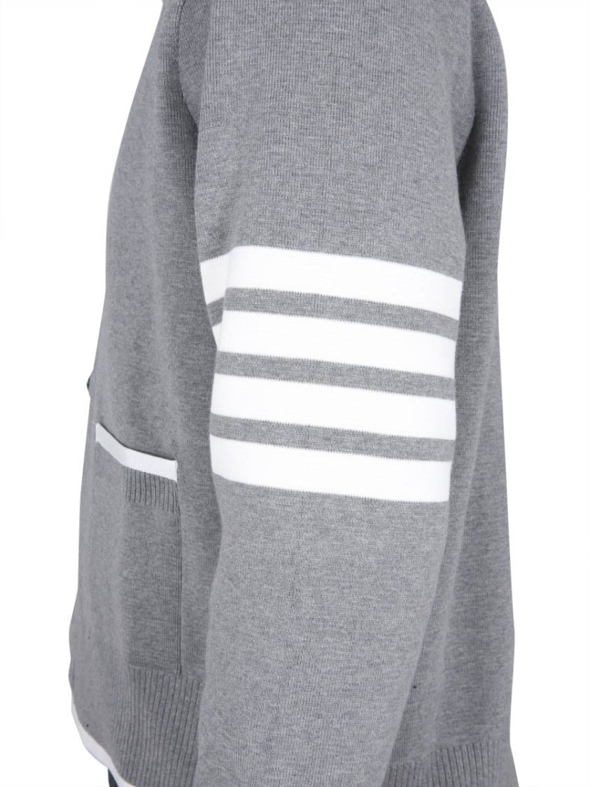 Thom Browne 4Bar Stripe Cardigan Grijs
