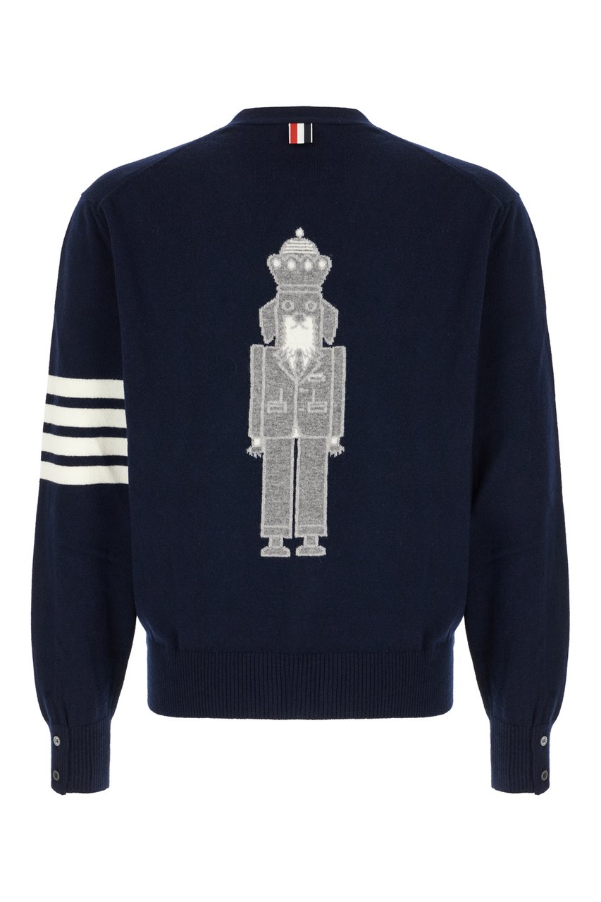 Thom Browne Thom Browne Navy blue wool cardigan Blauw