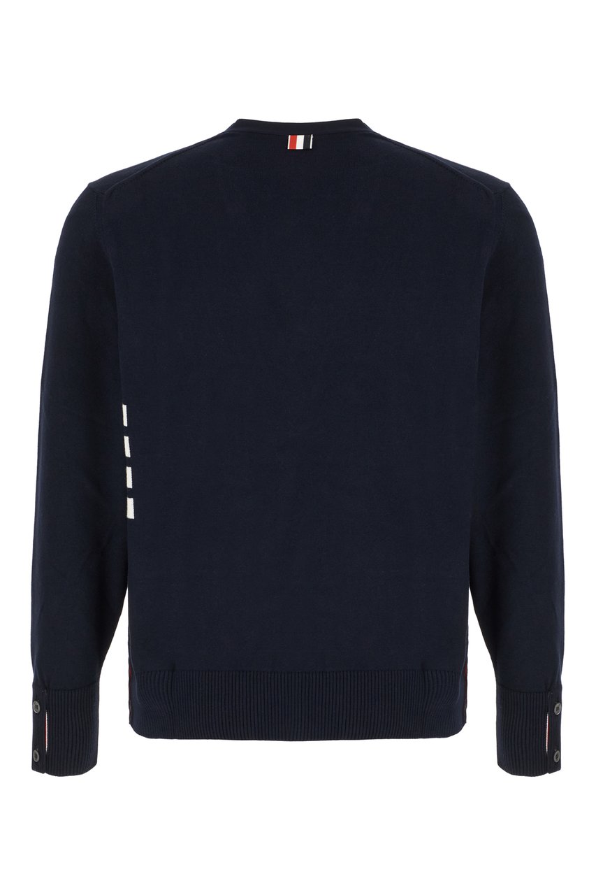 Thom Browne Thom Browne Navy blue cotton cardigan Blauw