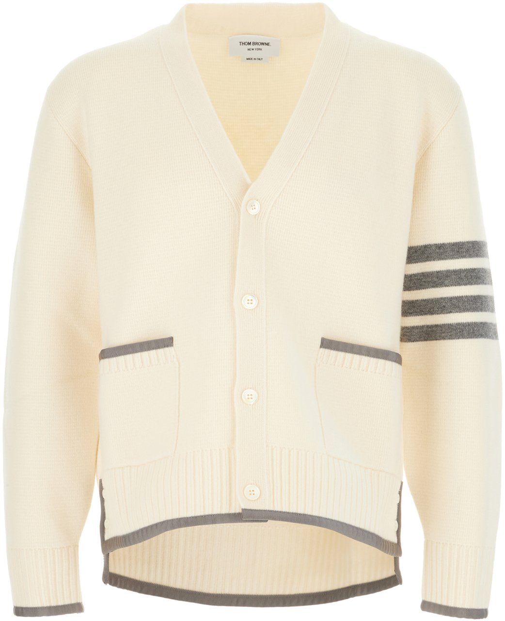 Thom Browne Thom Browne Ivory wool cardigan Neutraal
