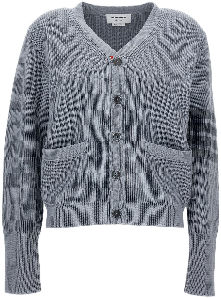 Thom Browne V Neck Cardigan Grijs
