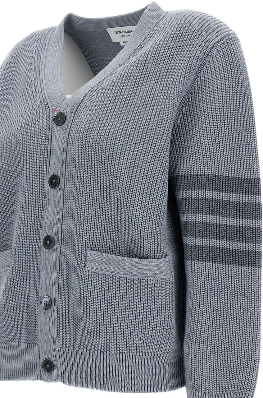 Thom Browne V Neck Cardigan Grijs