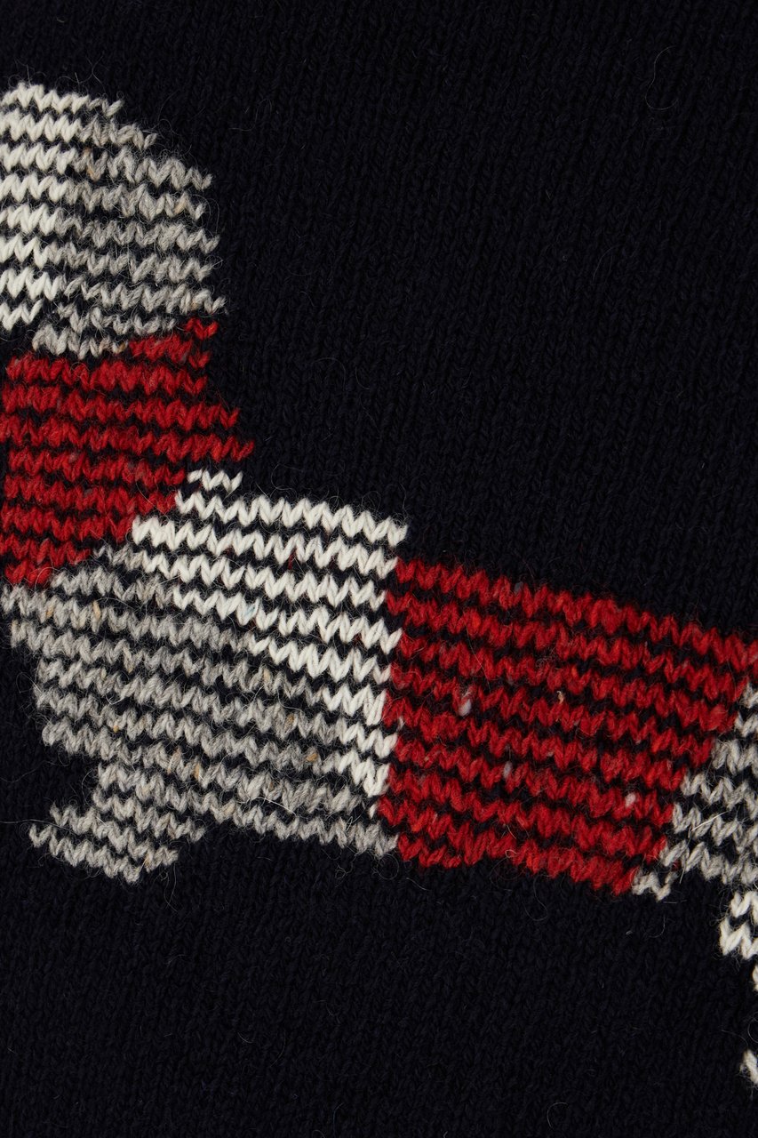 Thom Browne Navy blue wool blend cardigan Blauw