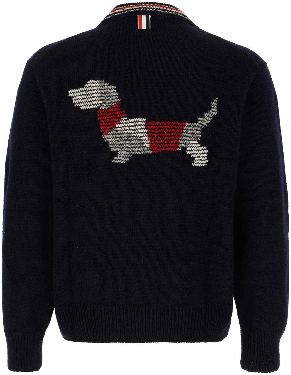Thom Browne Navy blue wool blend cardigan Blauw