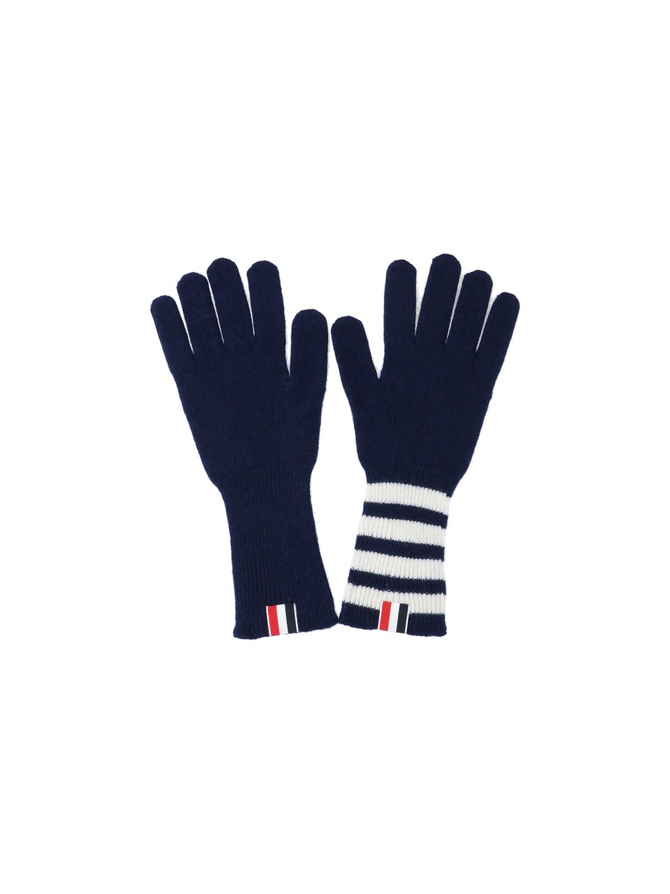 Thom Browne Cashmere Gloves with 4-Bar Stripe and Grosgrain Detail Blauw