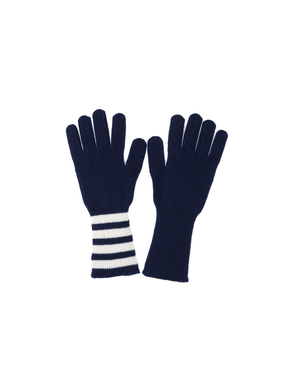 Thom Browne Cashmere Gloves with 4-Bar Stripe and Grosgrain Detail Blauw