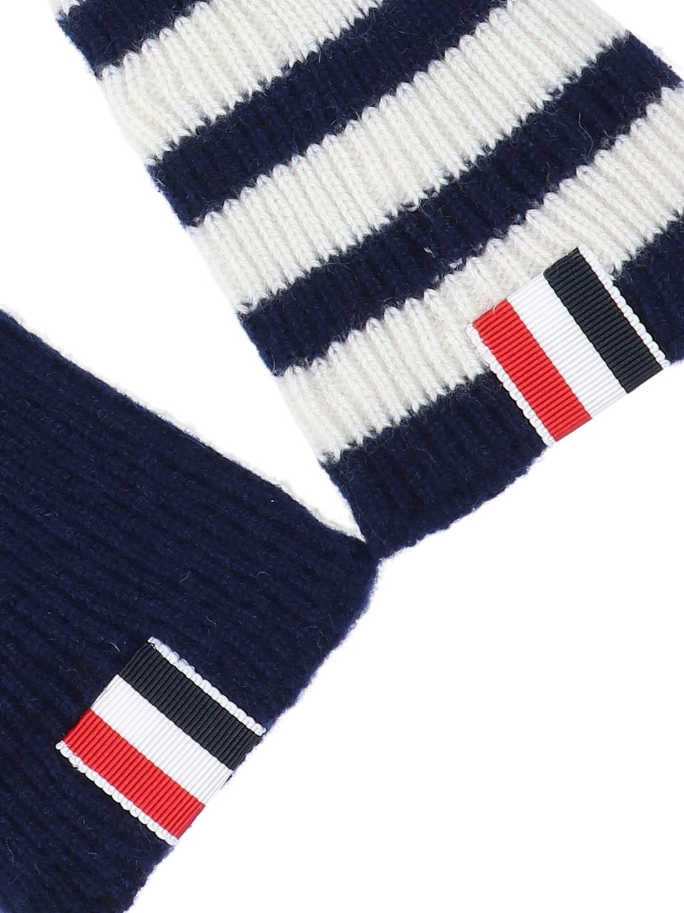 Thom Browne Cashmere Gloves with 4-Bar Stripe and Grosgrain Detail Blauw
