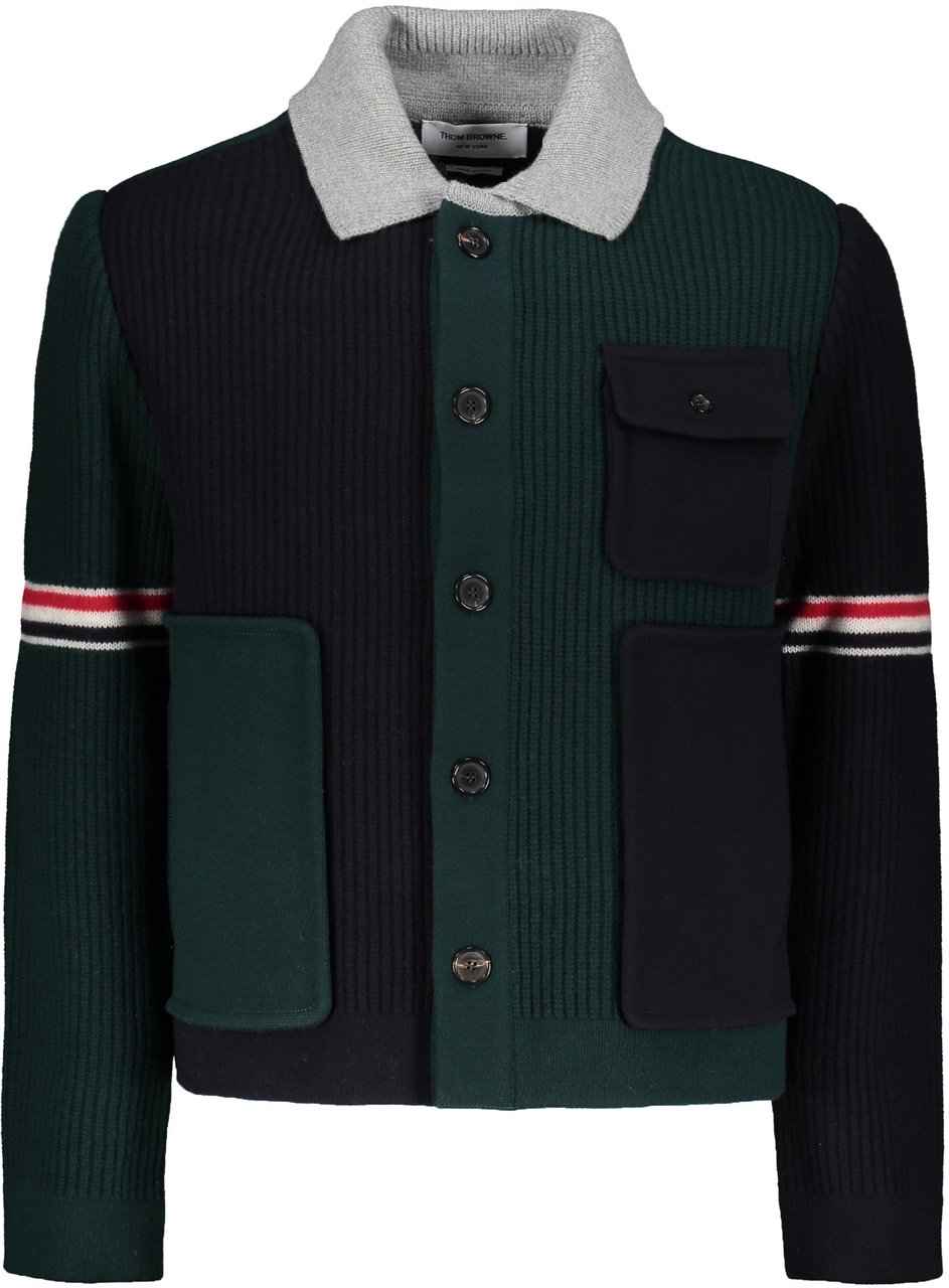 Thom Browne Virgin wool cardigan Groen