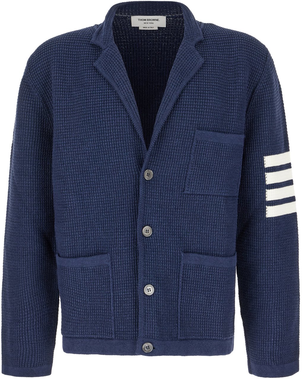 Thom Browne Thom Browne Blue stretch linen blend cardigan Blauw
