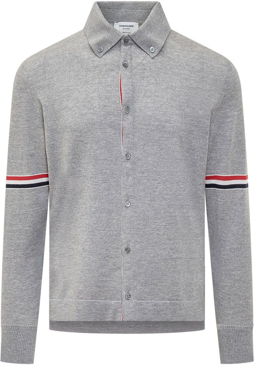 Thom Browne Polo Striped in Lana Vergine Grijs