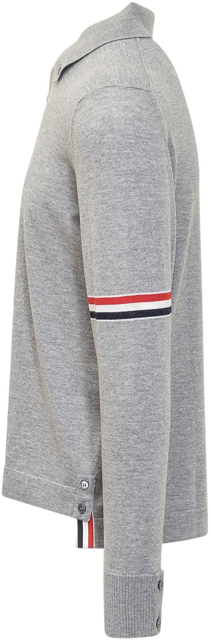 Thom Browne Polo Striped in Lana Vergine Grijs