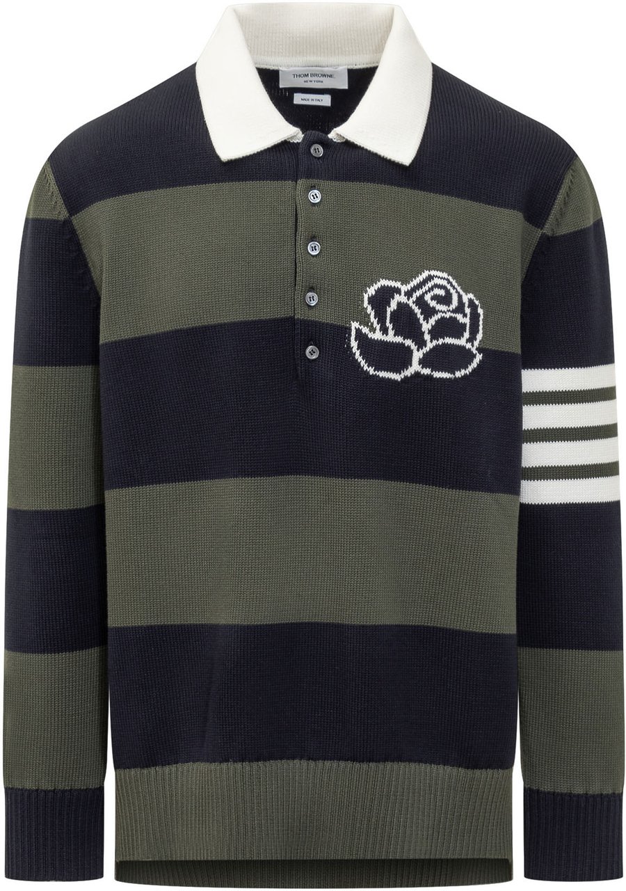 Thom Browne Polo 4-Bar Rose Groen
