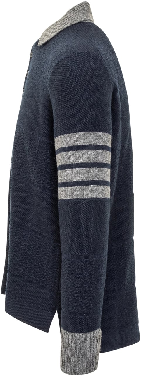Thom Browne Polo Maniche Lunghe Blauw