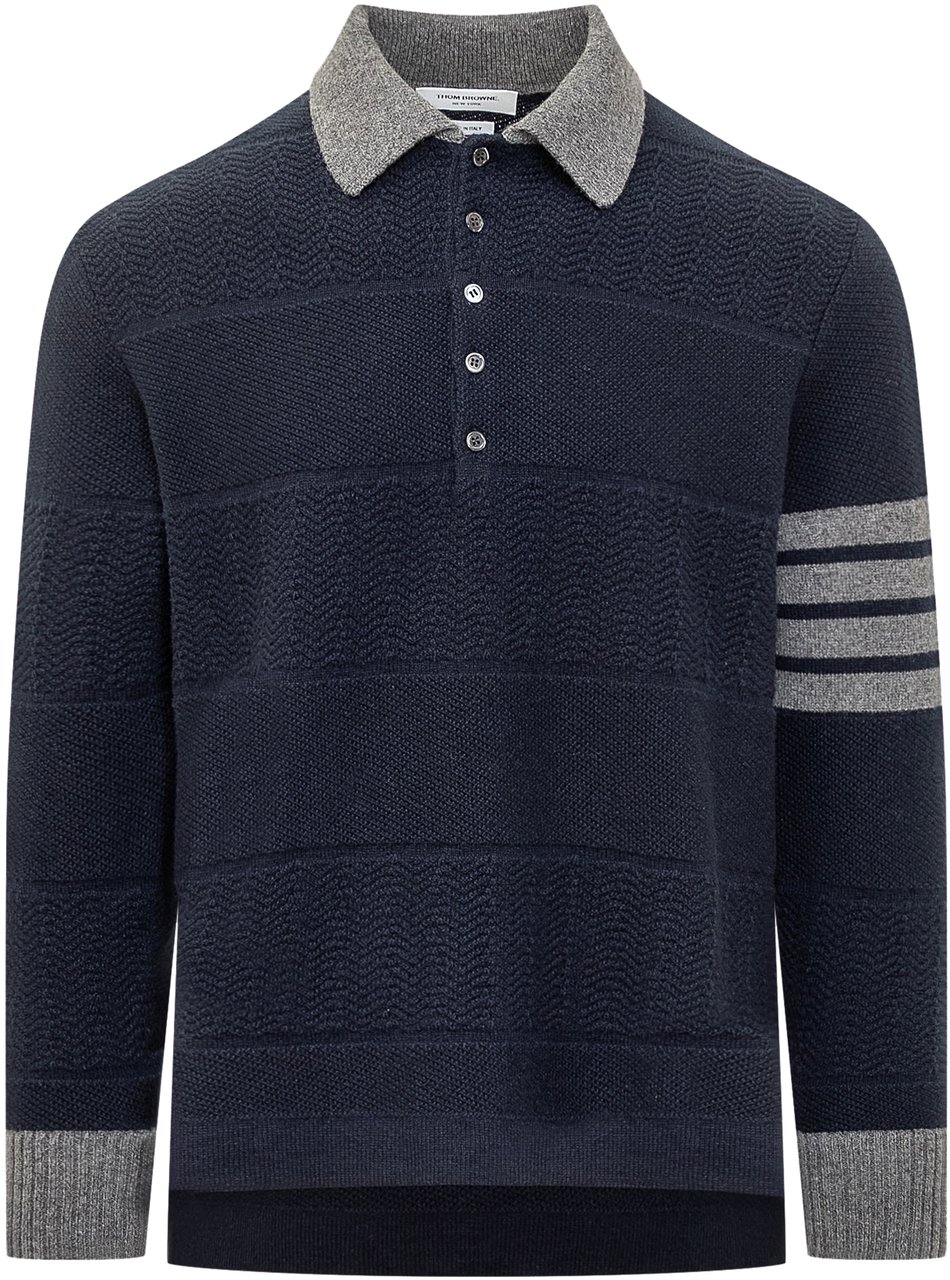 Thom Browne Polo Maniche Lunghe Blauw