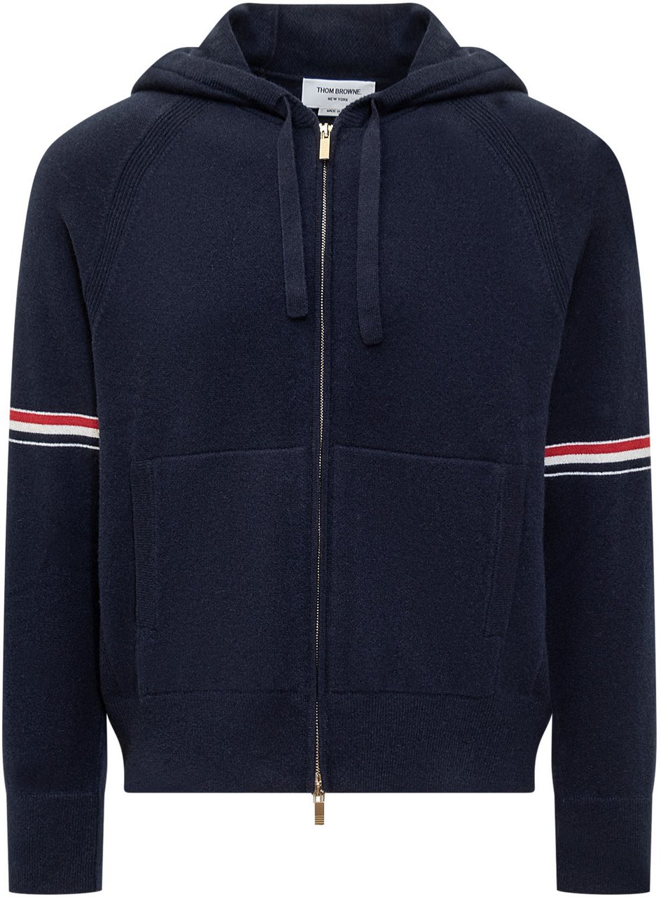 Thom Browne Felpa Striped in Cashmere Blauw