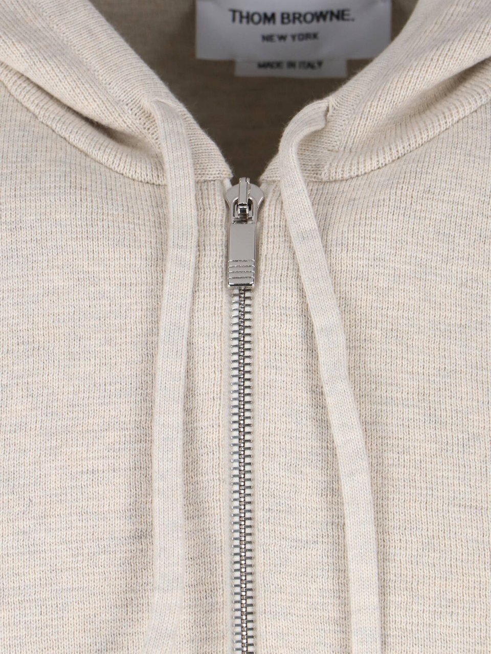 Thom Browne Beige 4-Bar Zip-Up Cotton Hoodie Neutraal