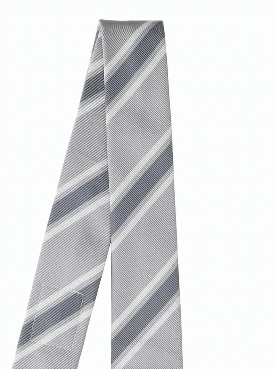 Thom Browne Striped Silk Tie – Grey Grijs