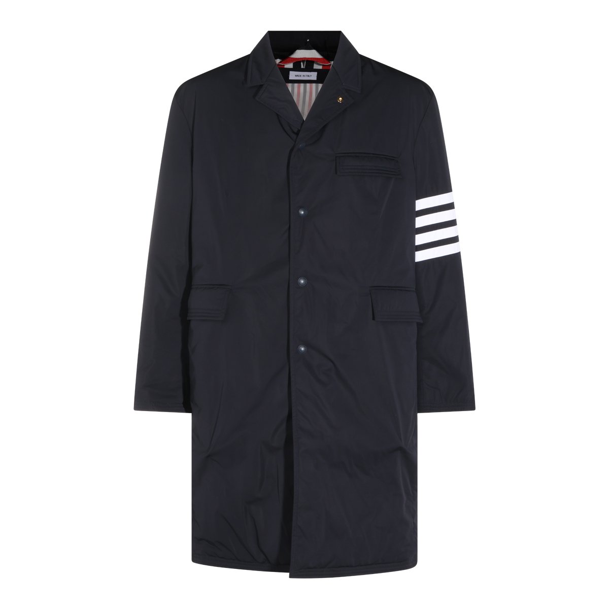 Thom Browne Navy Casual Jacket with Signature T-Bar Stripes Zwart