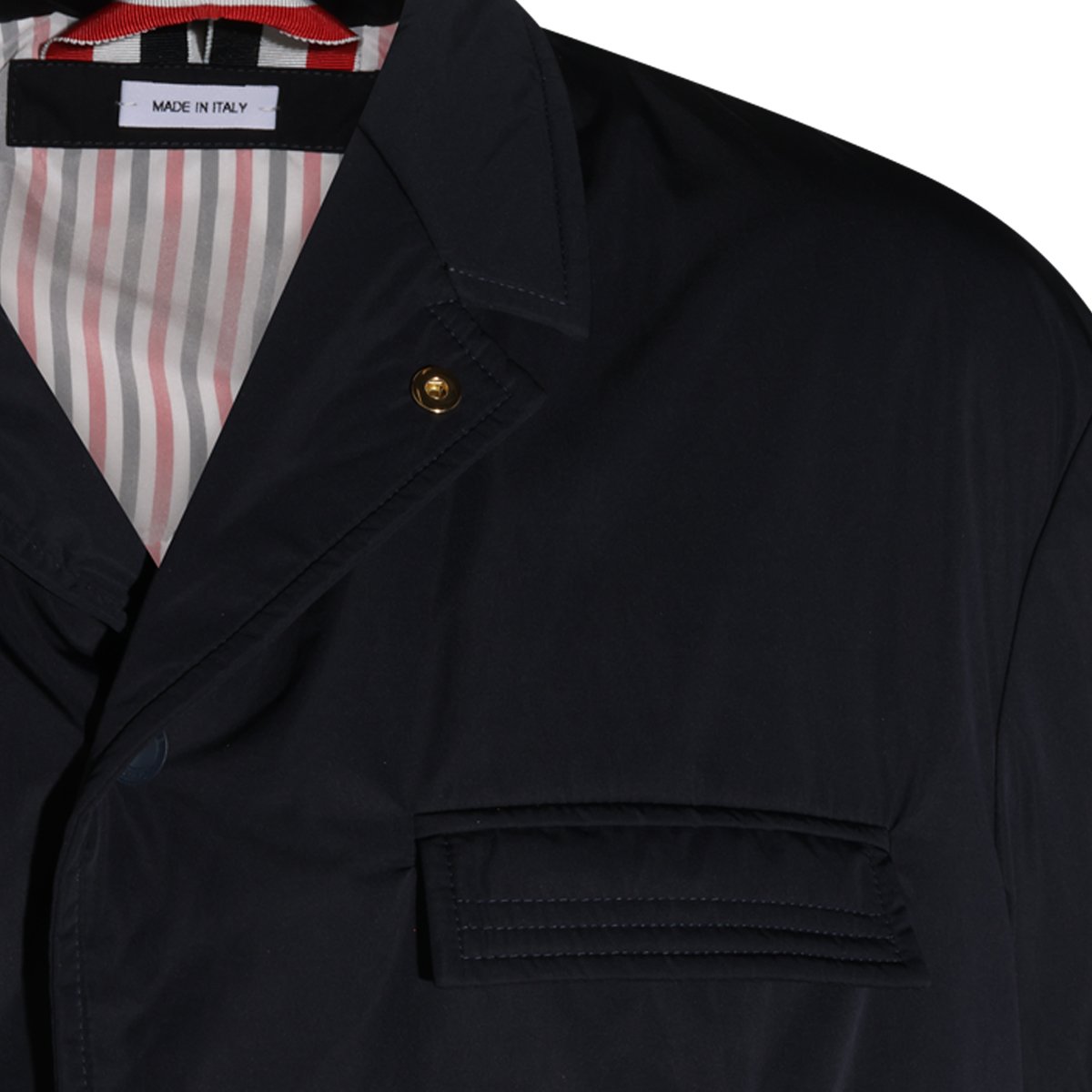 Thom Browne Navy Casual Jacket with Signature T-Bar Stripes Zwart