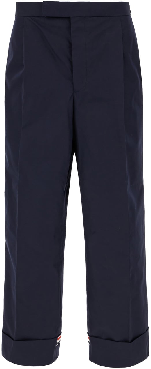 Thom Browne Thom Browne Navy blue polyester blend pants Blauw