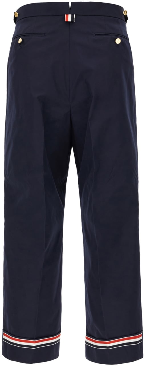 Thom Browne Thom Browne Navy blue polyester blend pants Blauw