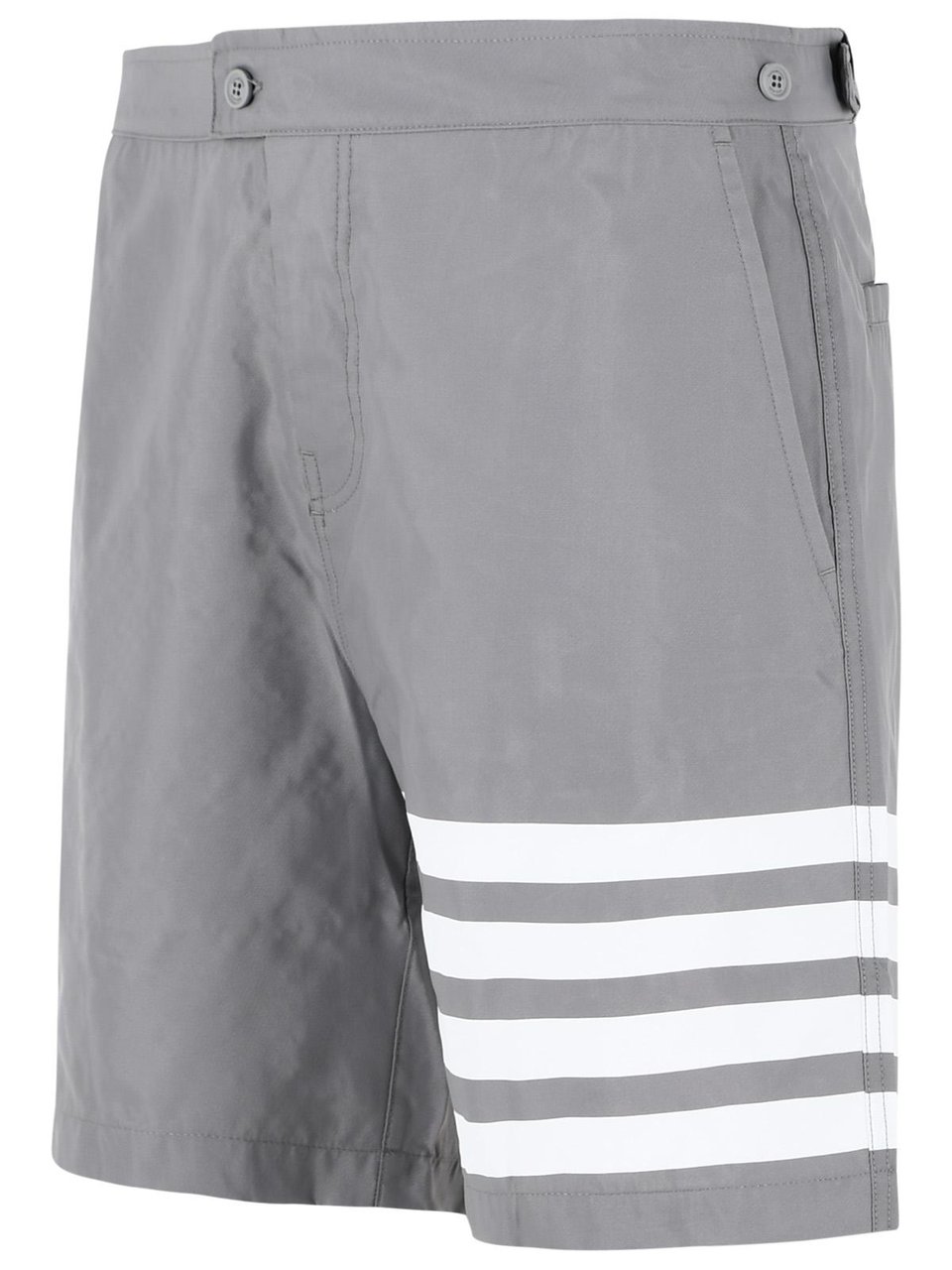 Thom Browne 'Swim Tech 4 Bar' Grey Nylon Swimsuit Grijs