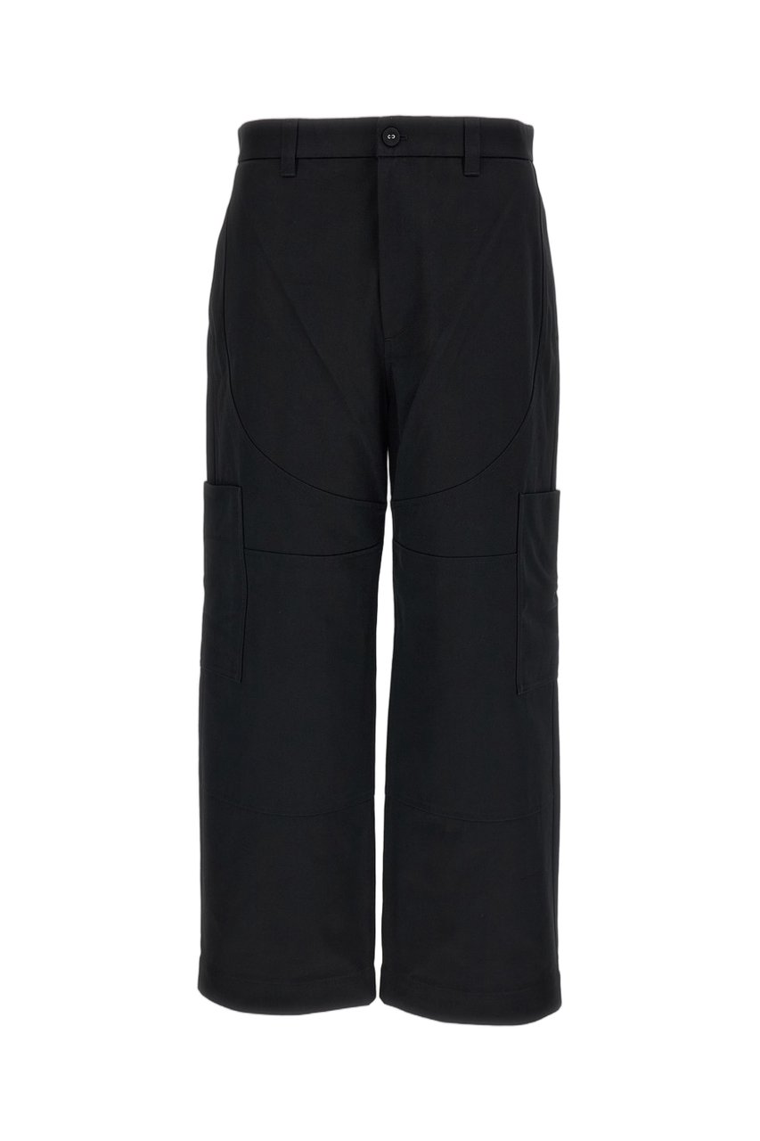 Thom Browne Black Wide Leg Painter Cotton Pants Zwart