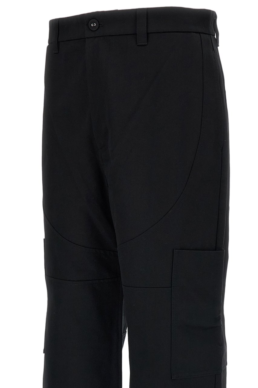 Thom Browne Black Wide Leg Painter Cotton Pants Zwart