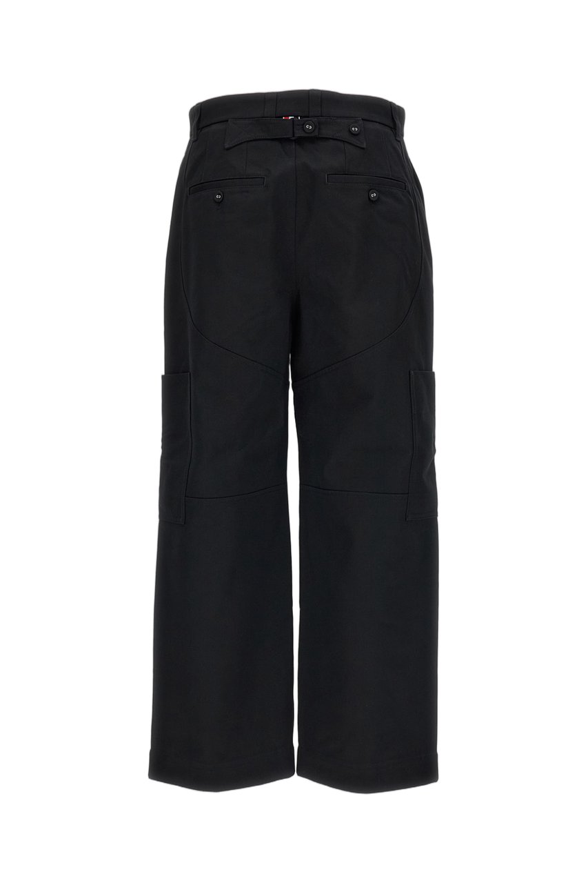 Thom Browne Black Wide Leg Painter Cotton Pants Zwart