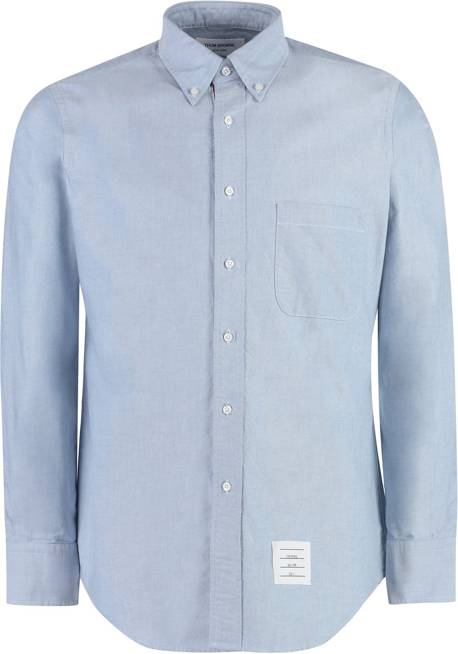 Thom Browne Button-down collar cotton shirt Blauw