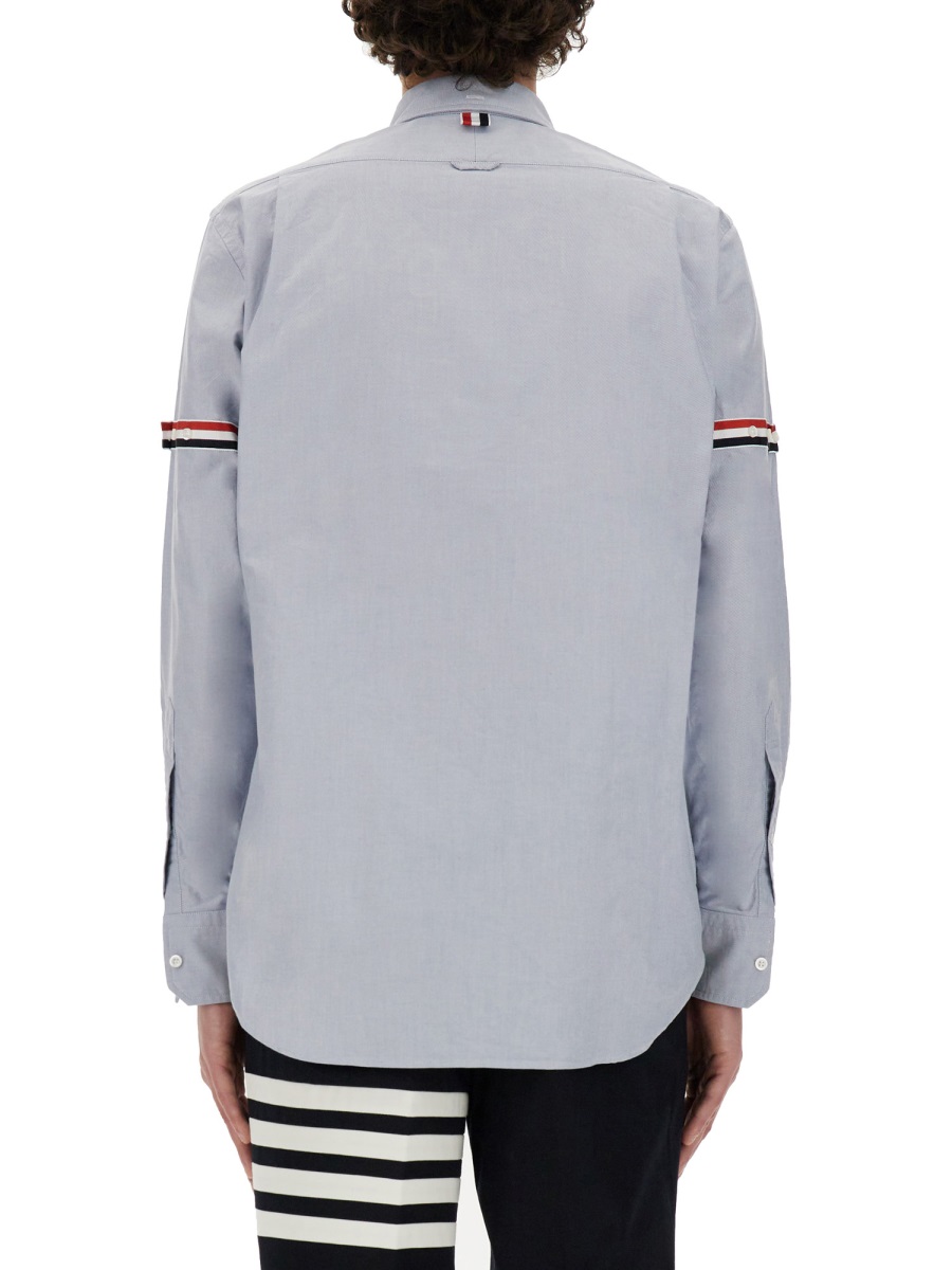 Thom Browne Striped Bands Cotton Button-Down Shirt Wit