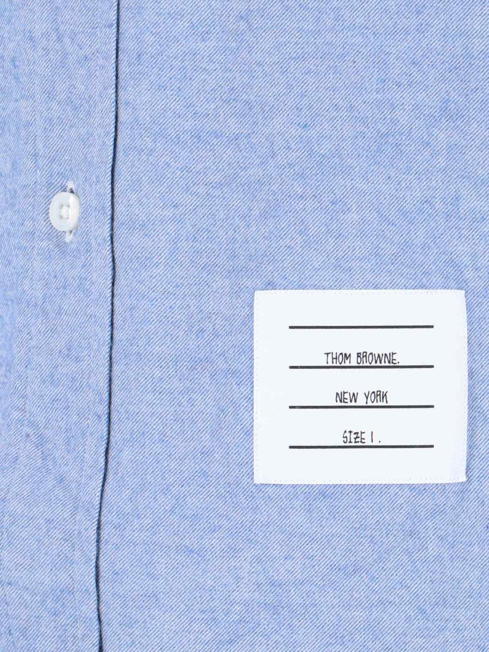 Thom Browne Light Blue Button-Down Shirt with Tricolor Tab and Signature Stripes Blauw