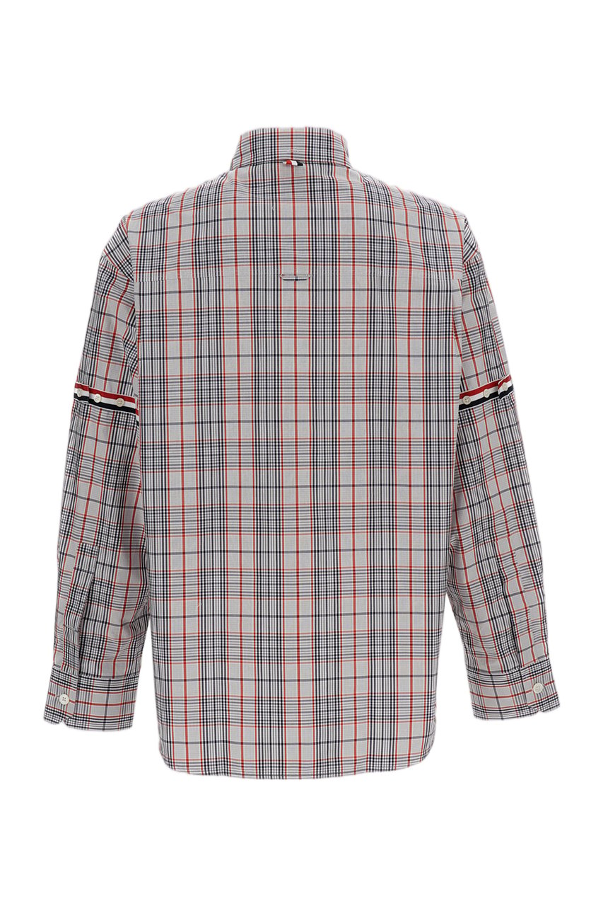 Thom Browne Oversized Multicolor Check Shirt with Grosgrain Details Wit