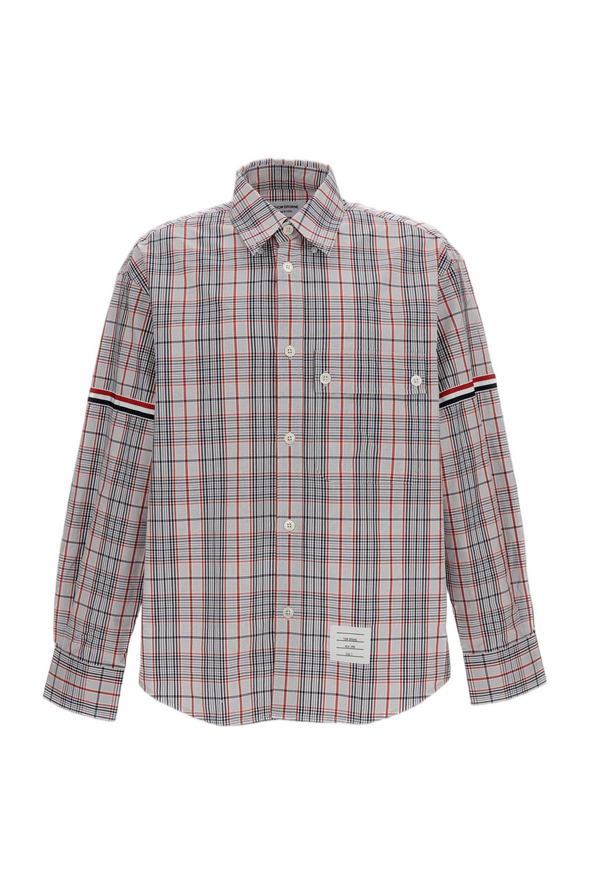 Thom Browne Oversized Multicolor Check Shirt with Grosgrain Details Wit