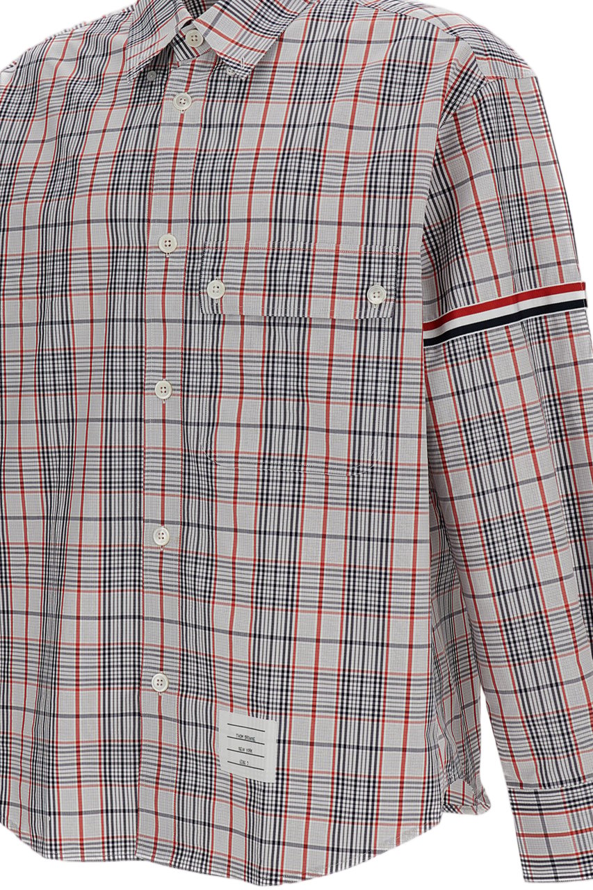 Thom Browne Oversized Multicolor Check Shirt with Grosgrain Details Wit