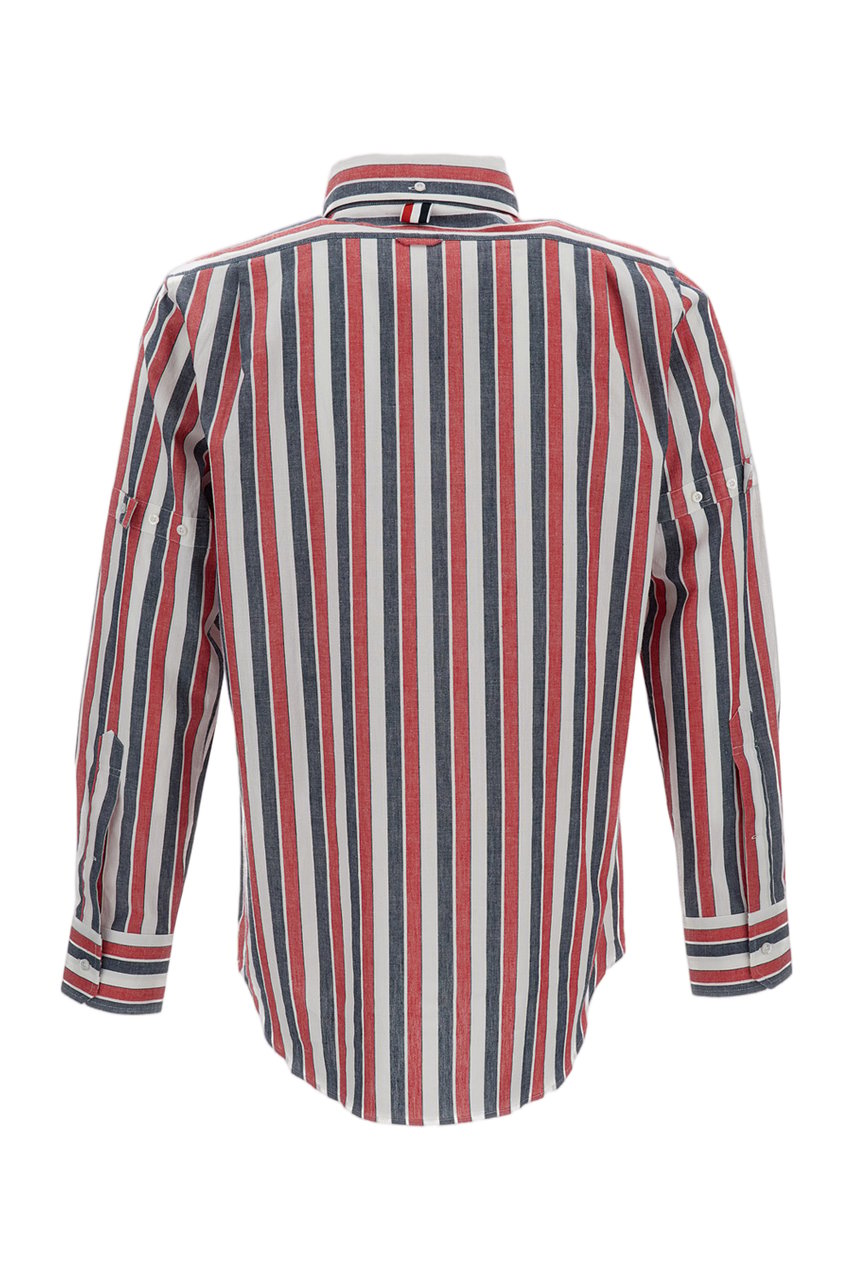Thom Browne Multicolor Striped Relaxed Fit Linen-Cotton Thom Browne Shirt Neutraal