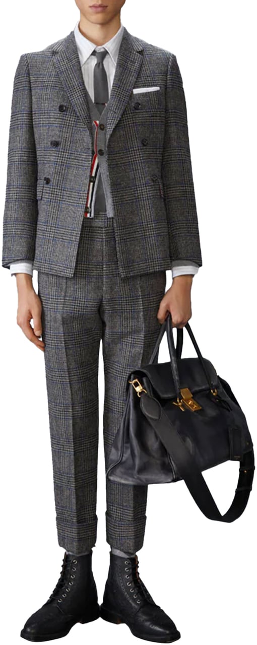 Thom Browne PINSTRIPE OXFORD PENCIL STITCH GEESE 4 BAR STRAIGHT FIT SHIRT Grijs