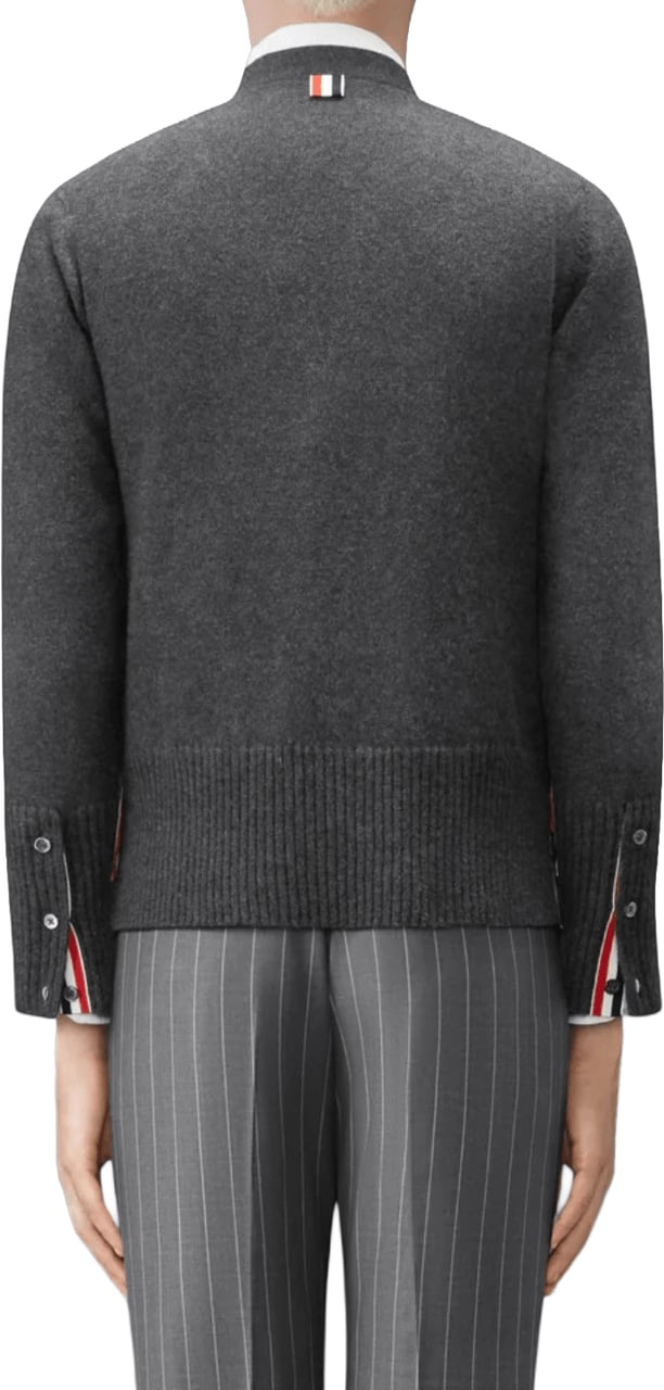 Thom Browne 2-IN-1 BABY CABLE MERINO WOOL 4 BAR CARDIGAN Grijs