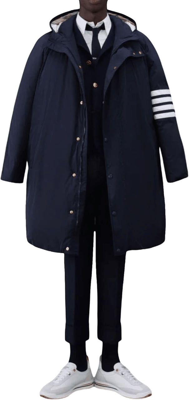 Thom Browne SINGLE BREASTED FINE MERINO WOOL 4 BAR CARDIGAN Navy