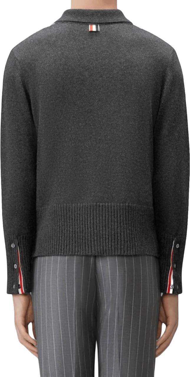 Thom Browne 2-IN-1 BABY CABLE MERINO WOOL 4 BAR POLO SHIRT Grijs