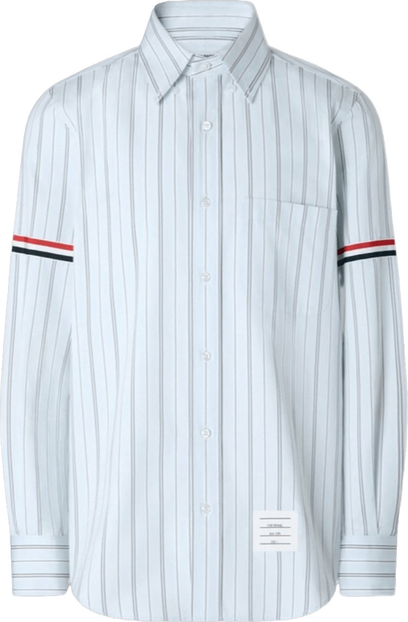 Thom Browne RWB ARMBAND WIDE STRIPE STRAIGHT FIT DYED POPLIN SHIRT Lichtblauw