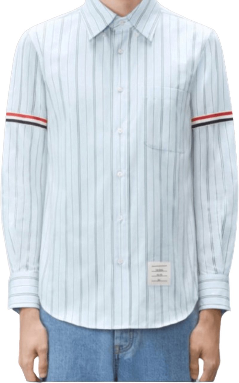 Thom Browne RWB ARMBAND WIDE STRIPE STRAIGHT FIT DYED POPLIN SHIRT Lichtblauw