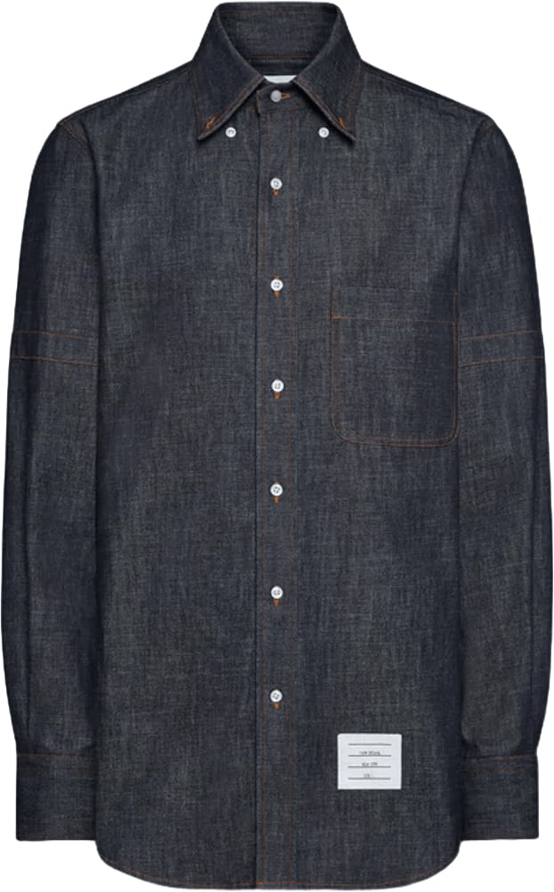 Thom Browne RWB INNER CUFF STRAIGHT FIT DENIM SHIRT Navy